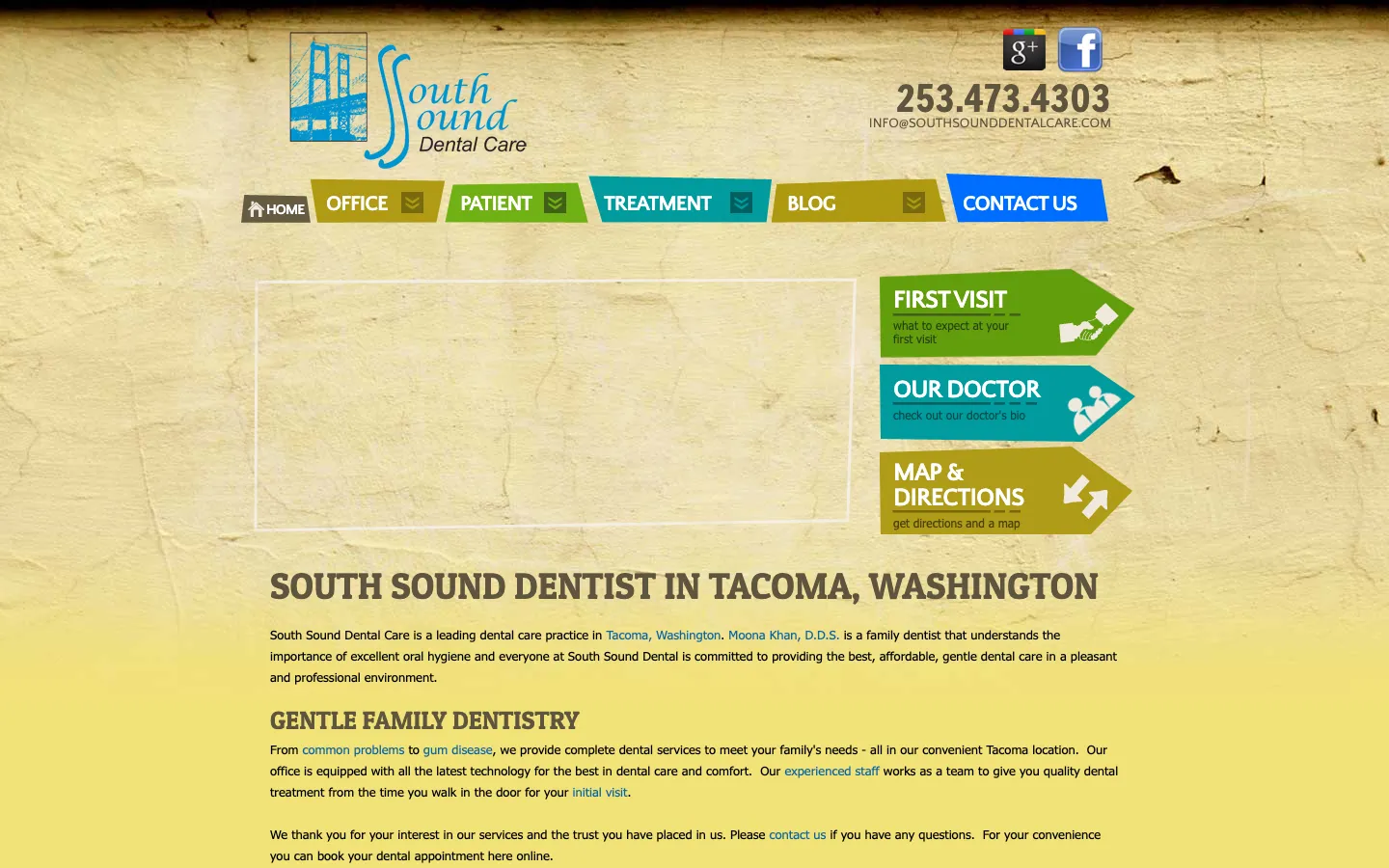 South Sound Dental Care website in 2014, on a dental vendor template