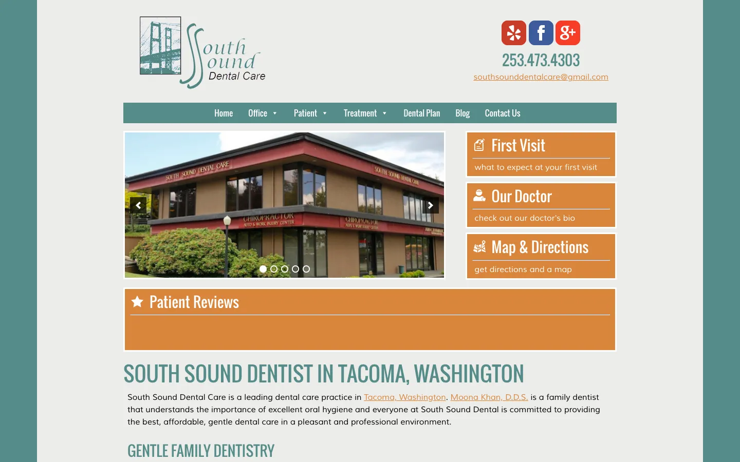 South Sound Dental Care website in 2015, the practice’s own site