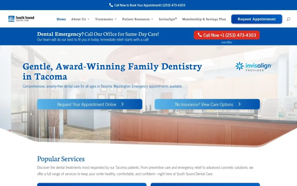 Screenshot from the South Sound Dental Care case study