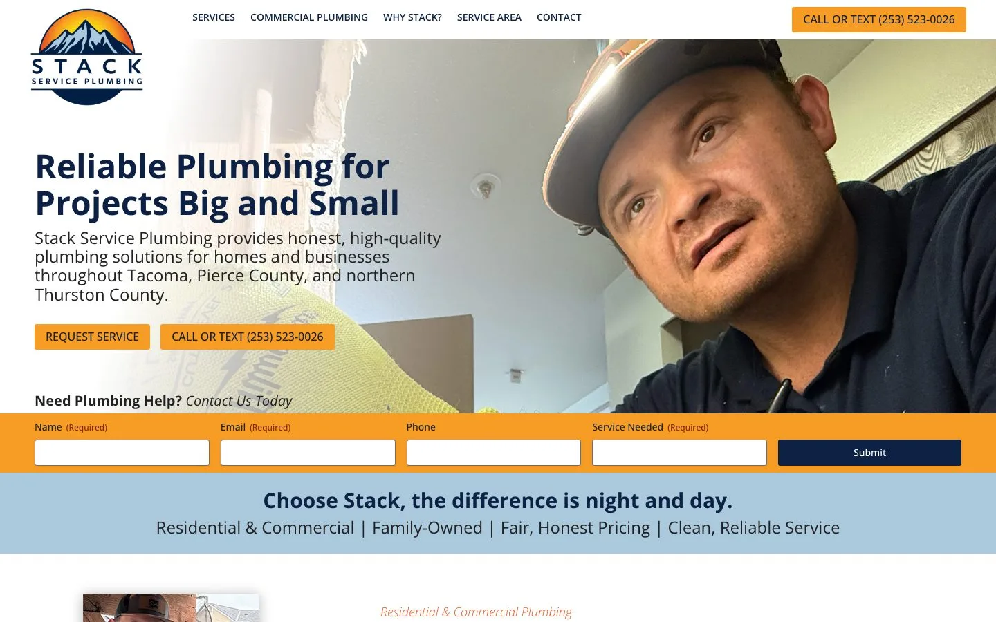 Stack Service Plumbing homepage